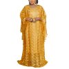 Women's Solid Color Lace Kaftan Dress Embroidery Rhinestone Evening Party Gown Plus Size