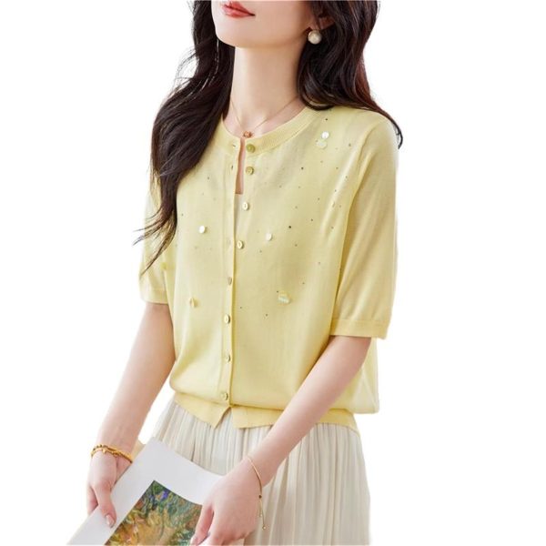 Women's Knitwear Cardigan Summer Thin Shawl Short Sleeve Casual Top