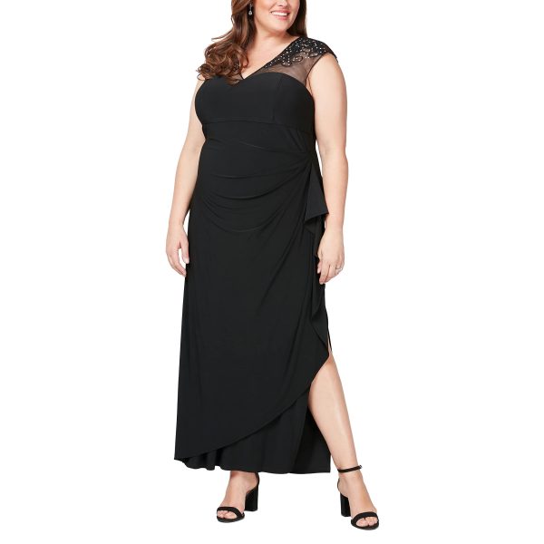 Plus Size Women's Fit and Flare Embroidered Dress