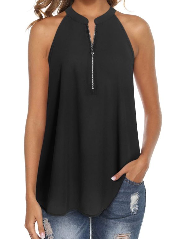 Womens Trendy Dressy Casual Sexy Tank Tops Sleeveless Chiffon Blouses