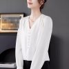 Ladies' Summer Chiffon Top Long-Sleeved for Business Trips Daily Flowing Blouse for Women