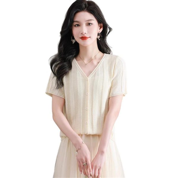 Women's Knitwear Short Sleeve Cardigan Summer Ice Silk Casual Commuting Shawl Top