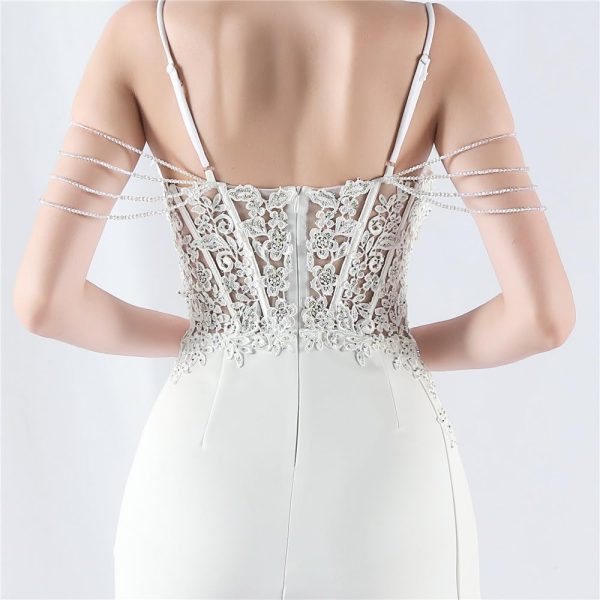 Women's Spaghetti Straps Deadening Lace Floral Mermaid Prom Dress Wedding Dress Elegant Formal Evening Gown