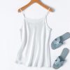 Women’s 100 Percent Mulberry Silk Satin Diagonal Cut Solid Color Sexy Inner Strap Tank Top