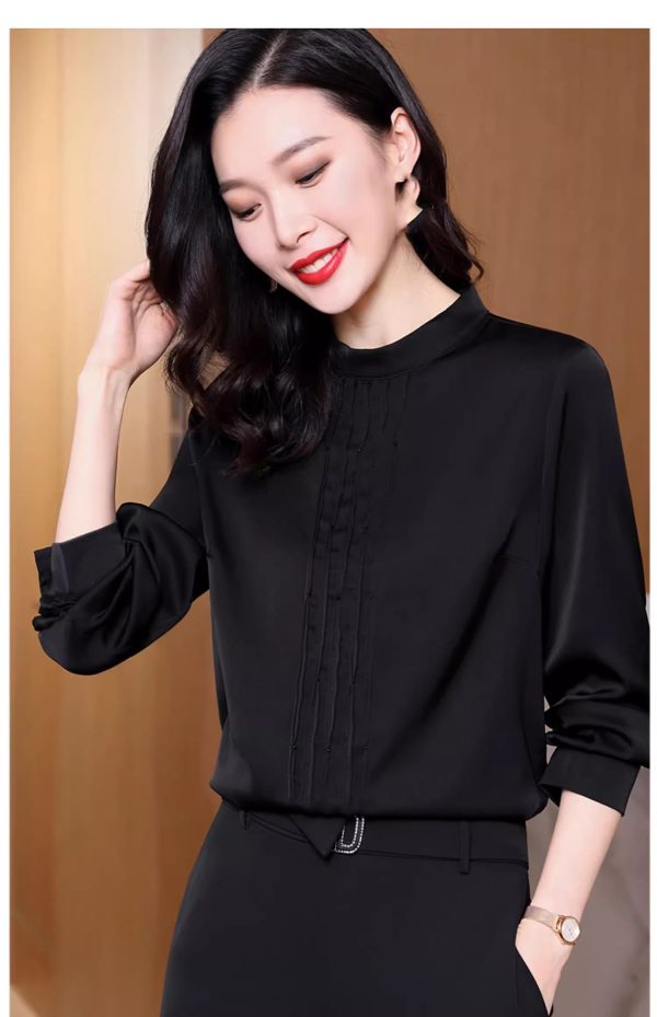 61vdSB4J10L.jpg Ladies' Summer Lightweight Chiffon Shirt Long-Sleeved Business Casual Blouse for Women