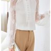 Ladies' Summer Casual Chiffon Top Long-Sleeved Office Travel Lightweight Blouse for Women