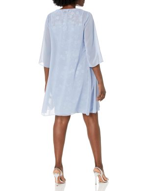 Women's Midi Length Embroidered Fit and Flare Dress