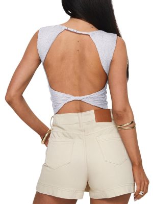 Women's Sexy Open Back High Neck Sleeveless Tank Top Y2k Lace Twist Backless Crop Tops