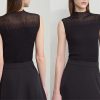 Women's Mock Neck Knit Camisole - Double Curved Yarn Top for Sleeveless Elegance