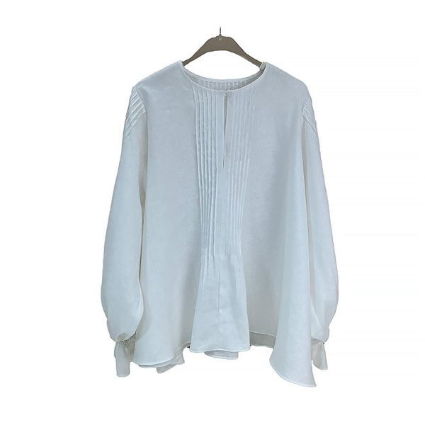 61ycdN2fw9L.jpg Women's Shirt Spring Elegant Blouse Cotton Lace Long Sleeve Tops