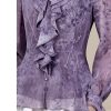 Ladies' Summer Lightweight Chiffon Top Long-Sleeved for Business Trips Soft Top Blouse for Women