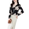 Ladies' Summer Chiffon Top Long-Sleeved for Daily and Travel Loose Soft Printed Top Blouse for Women