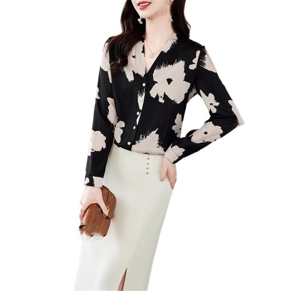 61z35gpT86L.jpg Ladies' Summer Chiffon Top Long-Sleeved for Daily and Travel Loose Soft Printed Top Blouse for Women