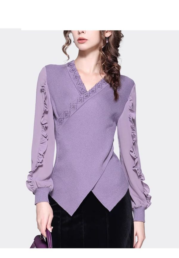 Ladies' Summer Long-Sleeved Chiffon Shirt for Work Shopping Picnics Button Style Blouse for Women