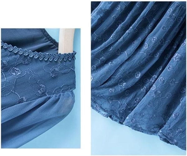 Womens Black Dress Solid Crew Neck Lace Embroidery A Line Midi Beach Holiday Party Dresses