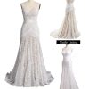 Women's Bohemian Wedding Dresses Sweetheart Mermaid Lace Bridal Gown