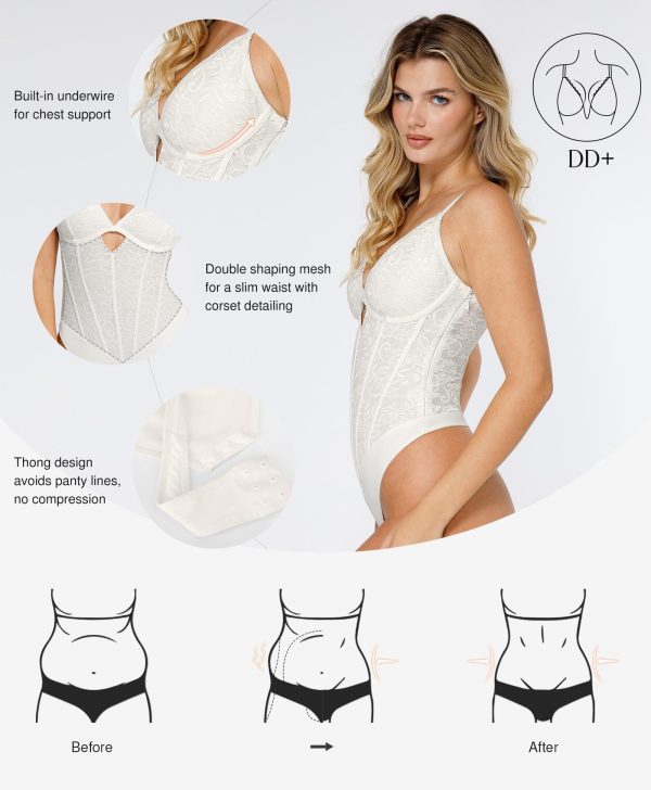 Lace Body Suits Women - Tummy Control V Neck Bodysuit with Side Zipper Going Out Corset Tops for Women Trendy 2025