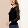 Women's Lace Tops Sheer Dressy Casual Floral Lace Long Sleeve Tops