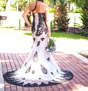 Mermaid Long Tulle Gold Lace Corset Sweetheart Wedding Dresses with Sash
