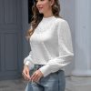 Lace Tops for Women Business Dressy Casual Blouses Elegant Puff Long Sleeve Shirts Spring Fall Outfits Fashion 2025