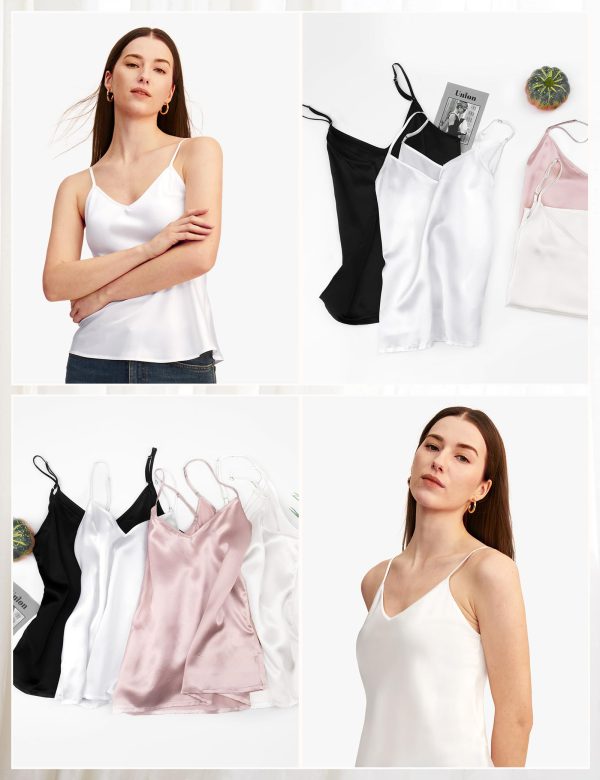 Womens Silk Camisole 100% 19MM Mulberry Silk Basic Tank Tops Summer Casual Classic Top Loose