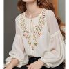Ladies' Summer Chiffon Long-Sleeved Top for Handicraft Markets Markets Blouse for Women