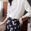 Ladies' Summer Long-Sleeved Chiffon Top Elegant for Travel Office Flowing Work Blouse for Women