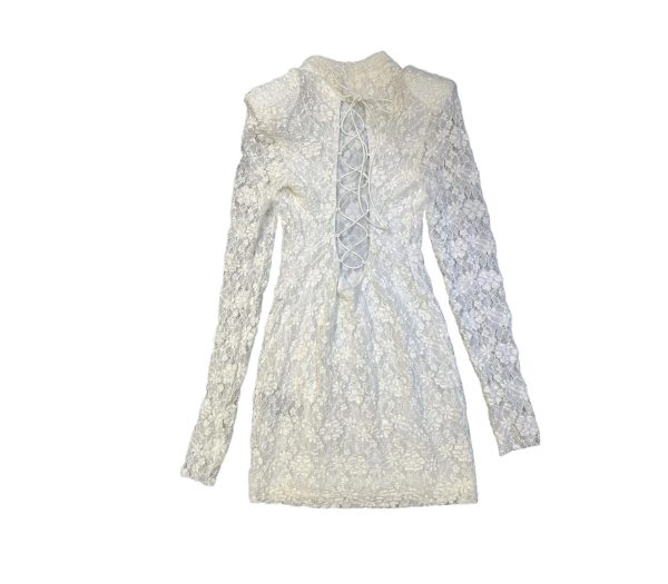 Women's Backless Party Dress - Crisscross Lace-Up Long Sleeve Bodycon Midi Dress