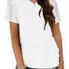 Women Mesh Sleeves Casual T-Shirts Summer Fashion See Through Blouses Tee S-3XL