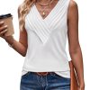Womens Summer Tank Tops V Neck Sleeveless Loose Fit Summer Casual T-Shirts Blouses