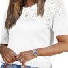 Womens Summer Sweater Casual Short Sleeve Pullover Tops Crewneck Lightweight Shirts Ribbed Knit Dressy Blouse