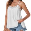 Women's Summer Spaghetti Strap Sleeveless Lace Trim Loose Casual Flowy Cami Tank Top