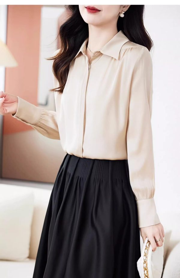 Ladies' Summer Chiffon Long-Sleeved Top for Casual Work Print Blouse for Women