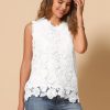 Sleeveless Lace Top for Women's Casual Flower Lace Tank Tops