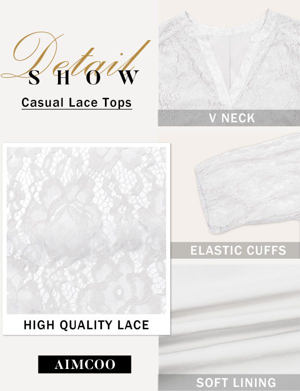 Lace Tops for Women 3/4 Sleeve Dressy Casual Blouses 2025 Boho Floral Top Office Work Shirts