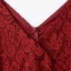 Red Elegant Lace Office Ladies Pencil Dress Vintage Women's V-Neck 3/4 Long Sleeve Slim Tight Dress