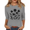 3/4 Sleeve Tops for Women Summer Round Neck Tops Trendy Graphic Tees Casual Loose Fit Ladies Blouse Vacation Clothes