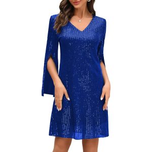 Wedding Guest Cocktail & Formal Dresses for Women - Lace Sequin Prom Evening Dress