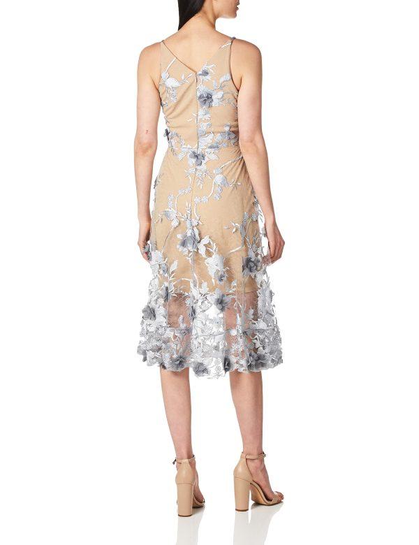 71D97DVpM1L.jpg Women's Audrey Spaghetti Strap Midi A-line 3D Floral Dress