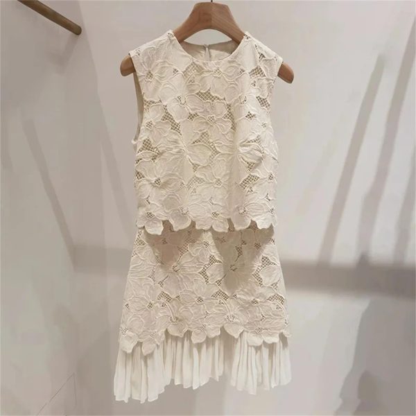 71DAt2ht7L.jpg Women's 2025 Backless Lace Dress - Summer Ruffle Crewneck Elegant