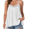 Women's Summer Spaghetti Strap Sleeveless Lace Trim Loose Casual Flowy Cami Tank Top