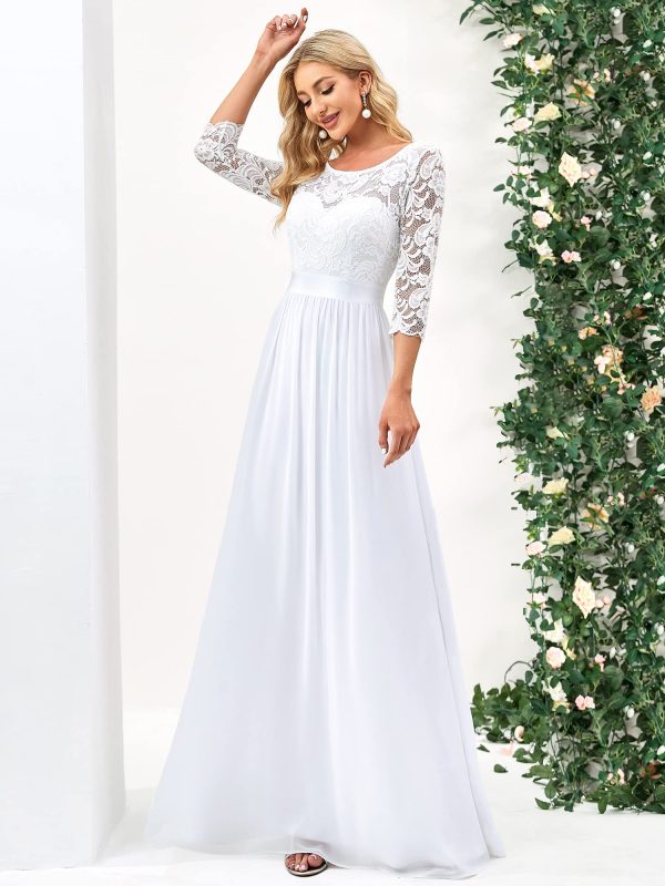 71DOGonYL3L.jpg Women's Bridesmaid Dresses 3/4 Sleeve Empire Waist Maxi Mother of The Bride Dresses 07412