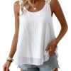 Womens Tank Tops Flowy Sleeveless Summer Boho Blouses for Women Casual Crewneck Spaghetti Strap Lace Camisole Shirts