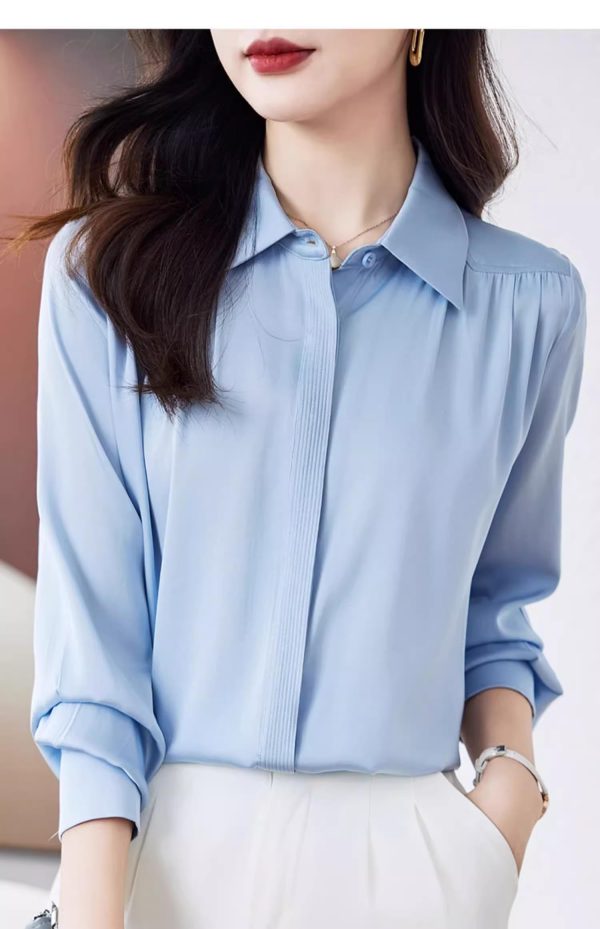Ladies' Summer Chiffon Long-Sleeved Top for Casual Work Print Blouse for Women