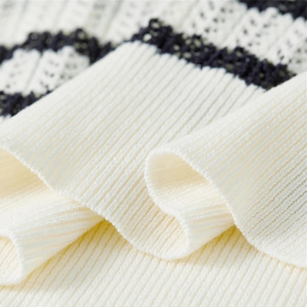 Women Short Sweater Striped Knit Pullover Loose Fit Contrast O Neck Knitted Tops