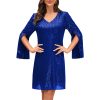 Wedding Guest Cocktail & Formal Dresses for Women - Lace Sequin Prom Evening Dress