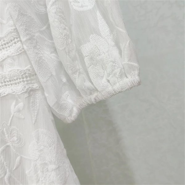Women's 2025 Embroidered Lace Dress - Flute Hollow V-Neck