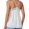 Women's Summer Spaghetti Strap Sleeveless Lace Trim Loose Casual Flowy Cami Tank Top