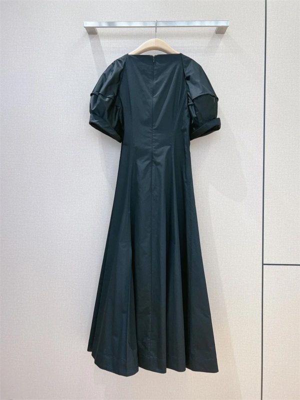 71JH3uBAeDL.jpg Women's Bandage Waist Maxi Dress - Puff Sleeve Cotton Solid Color Spring Long Dress