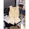 Women Angola Red Knit Vest, V‑Neck Sleeveless Luxury Top